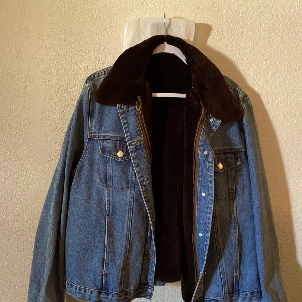 Jean jacket with authentic mink. Made by Roarks furs in Laura Ohio.
